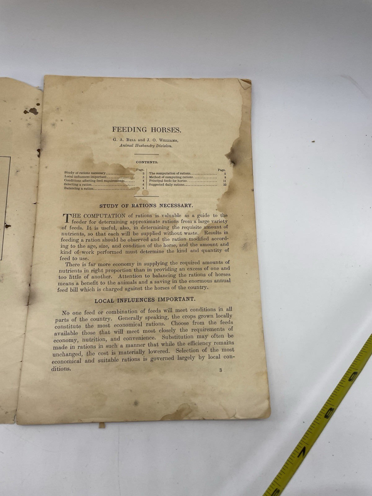 1916 US Department of Agriculture Farmers Bulletin #1030 Feeding Horses