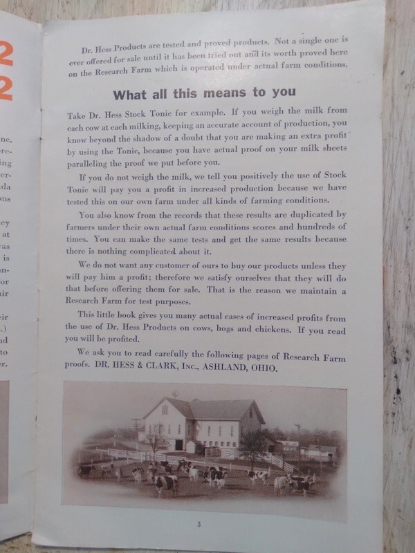 1932 Dr. Hess & Clark, Inc 40th Anniv Ad Booklet Stock Tonic Spray Ashland Ohio