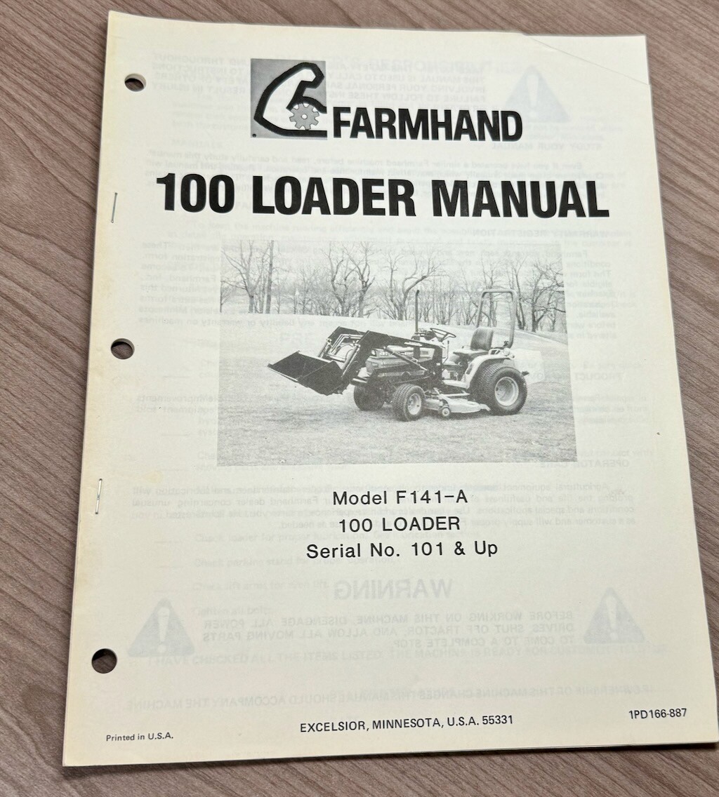Farmhand 100 Loader Parts Setup & Operators Manual