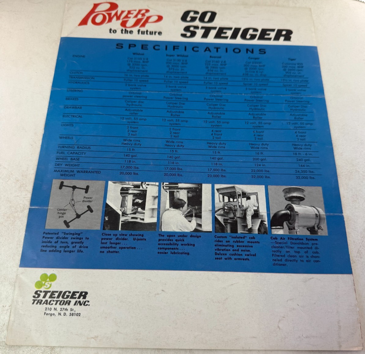 Steiger All Wheel Drive Agriprower Tractors Sales Brochure Power Up