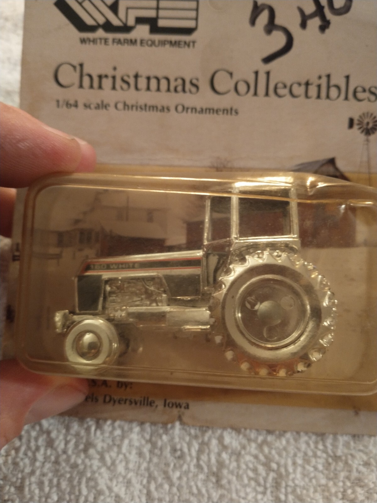 White Farm Equipment 160 Tractor Christmas Collectible Ornament 1989 1/64 Scale