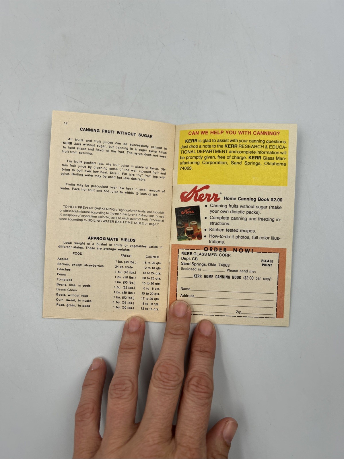 1984 Kerr Self Sealing Instruction Guide to Home Canning & Freezing Pamphlet