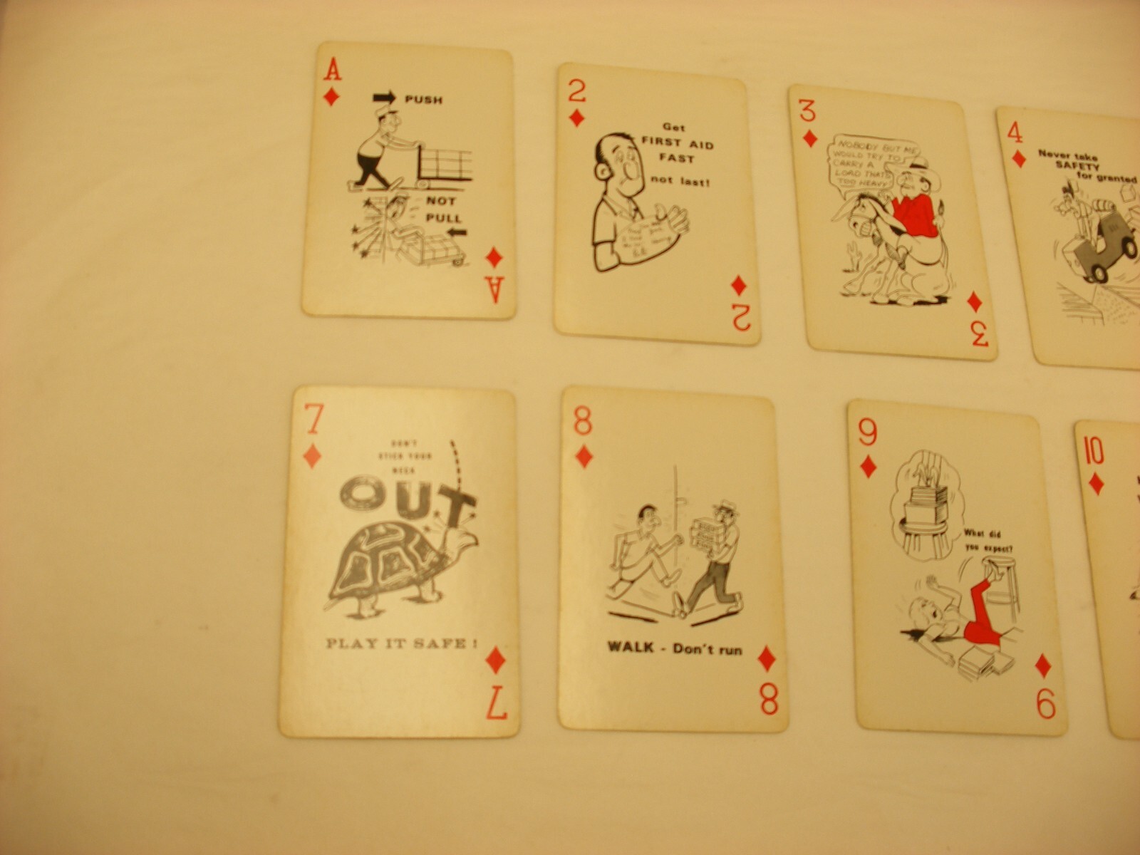 Vintage A.O. Smith Safety Record Comic Playing Cards – missing 3 of clubs