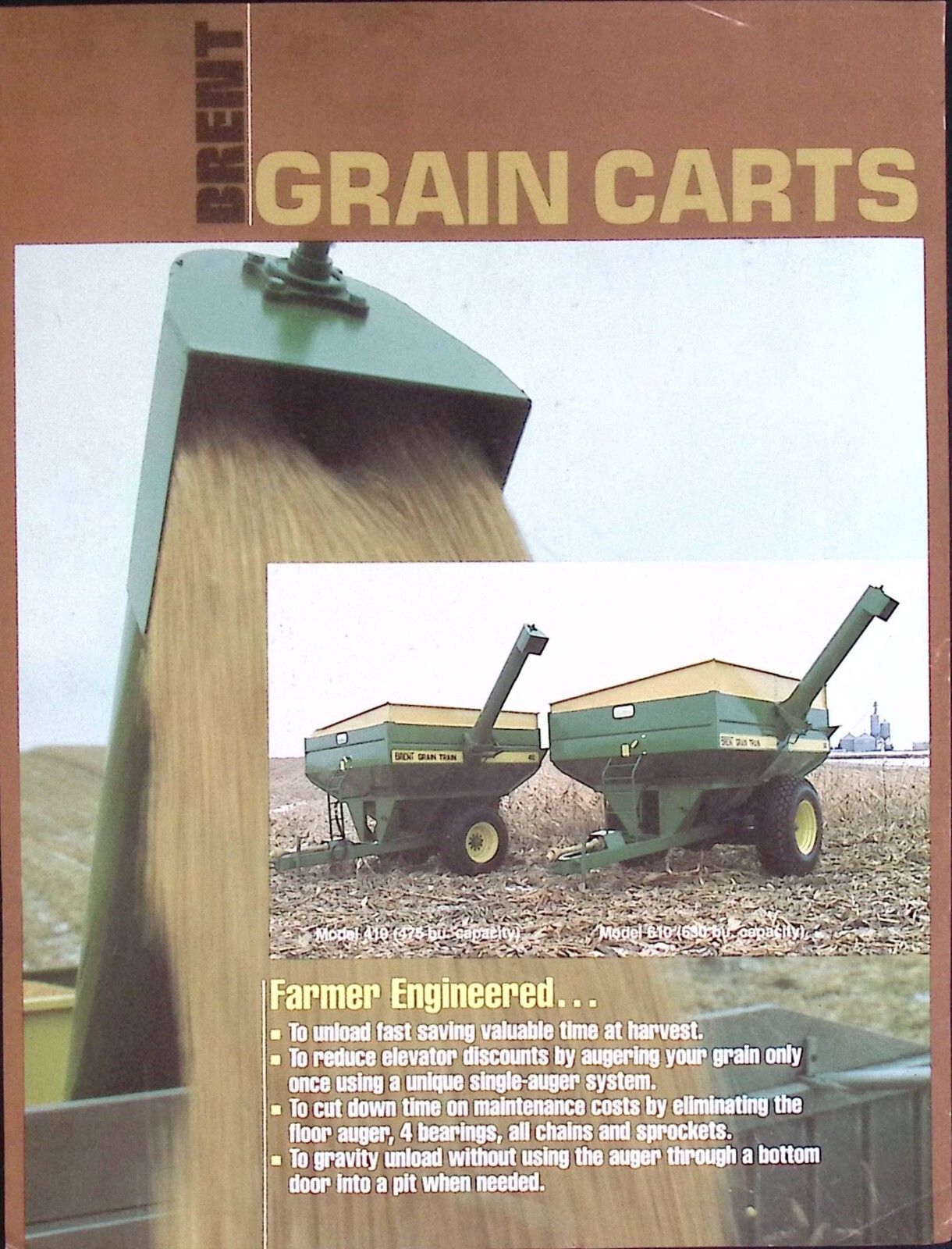 KMC Kelly rototillers Farmhand loader Brent grain cart pamphlets