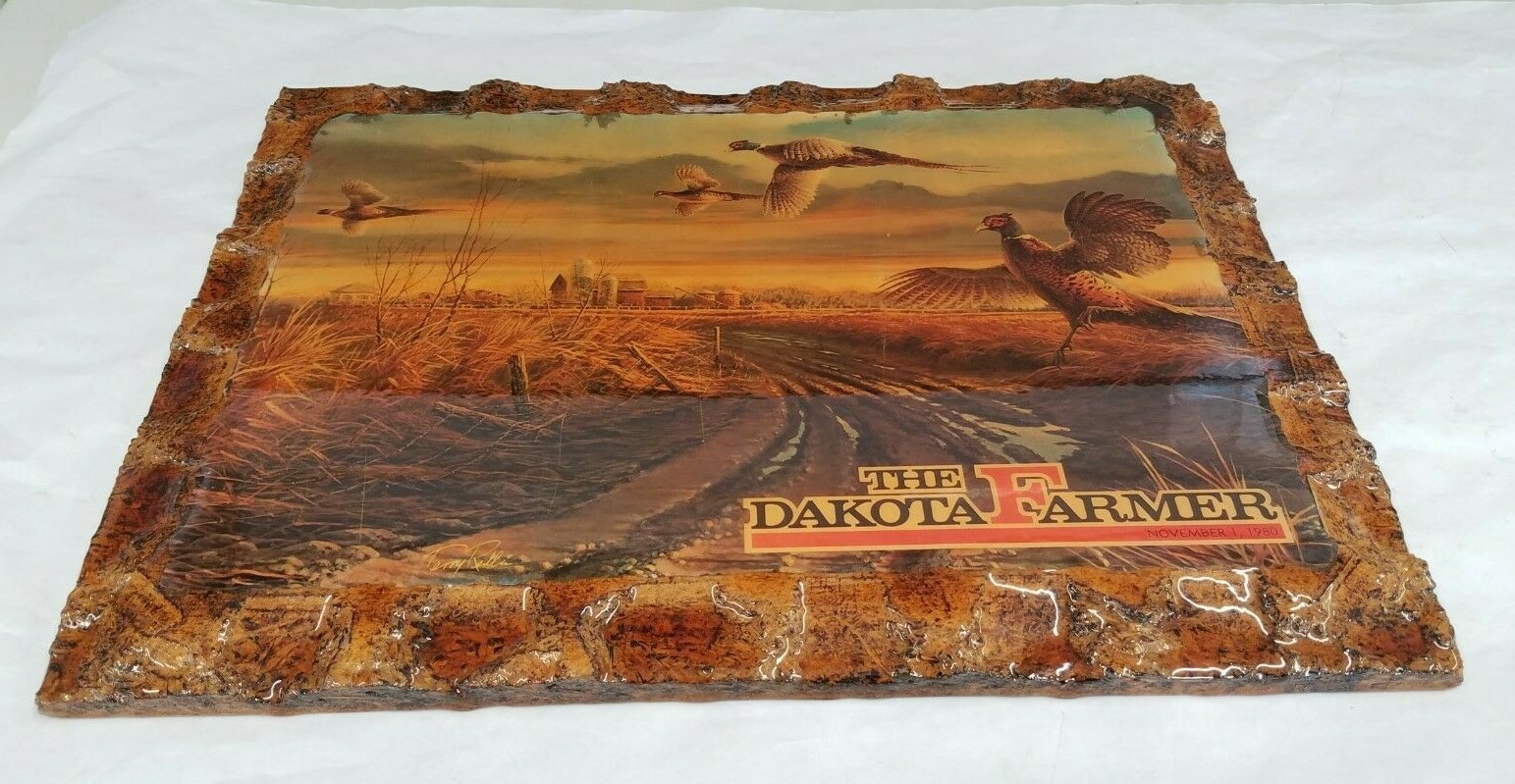 The Dakota Farmer ~Terry Redlin Pheasant Farm Scene Decoupage Paper Print ~1980