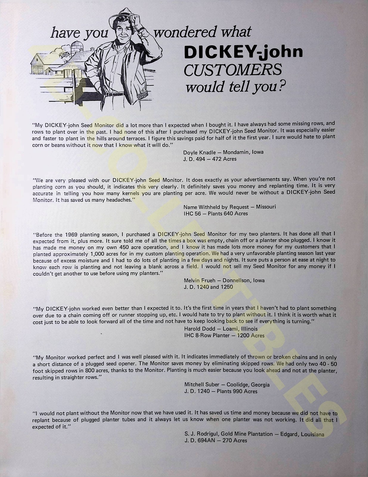 Vintage Vintage DICKEY-john Farm Equipment Sales Brochure