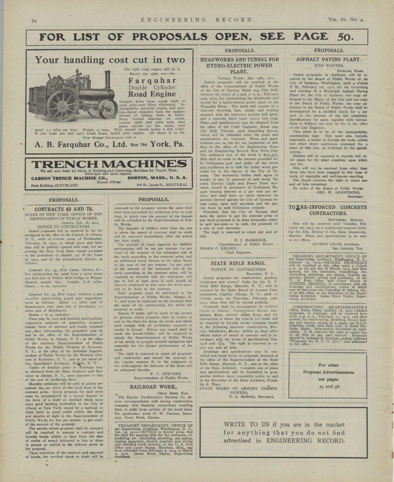 1910 A.B. Farquhar Co. Ad: Double Cylinder Road Engine – York, Pennsylvania