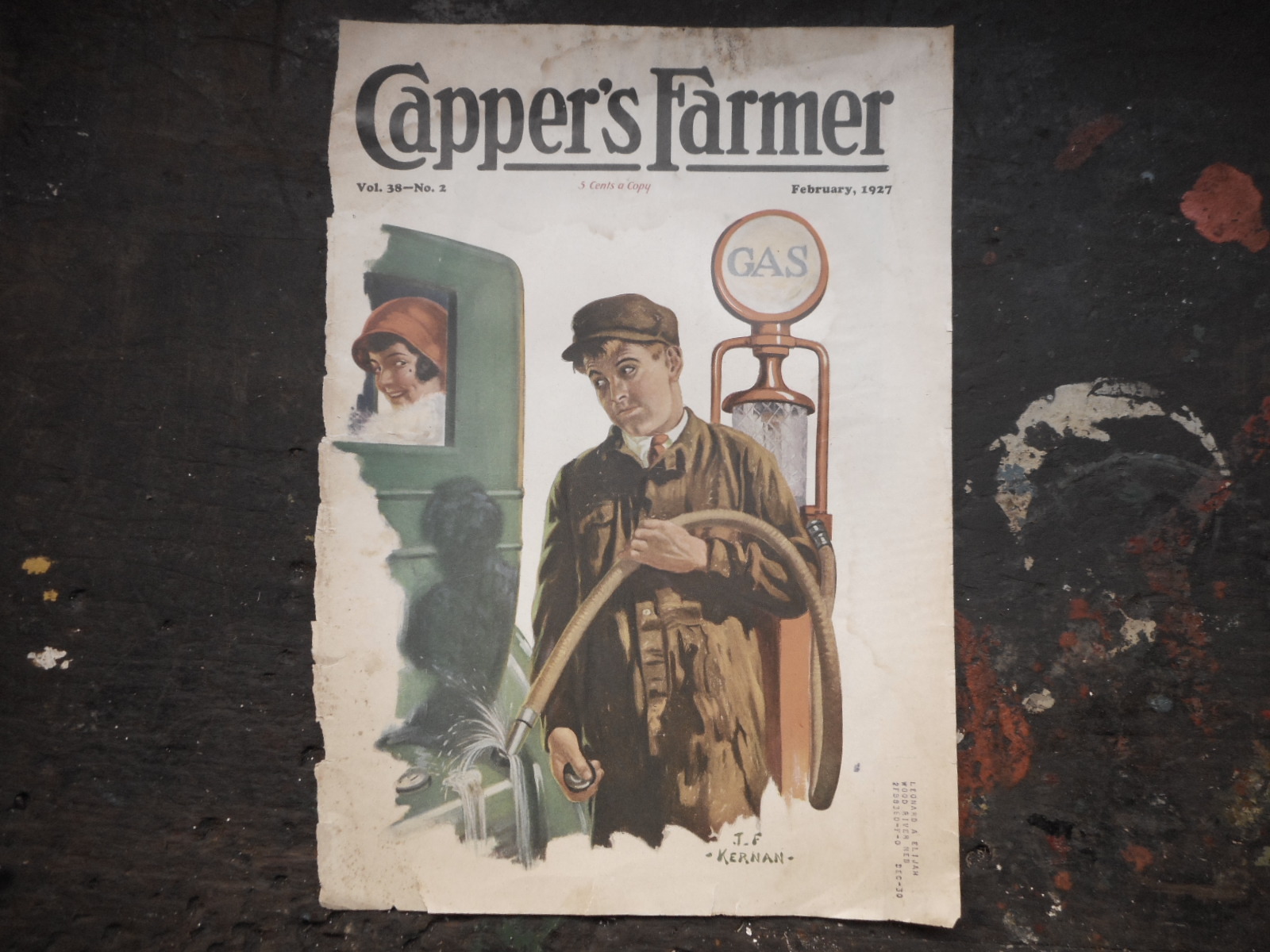 Gas Station 1927 CAPPER&rsquo;S FARMER Cover Only, Vintage picture Farmhouse Farm