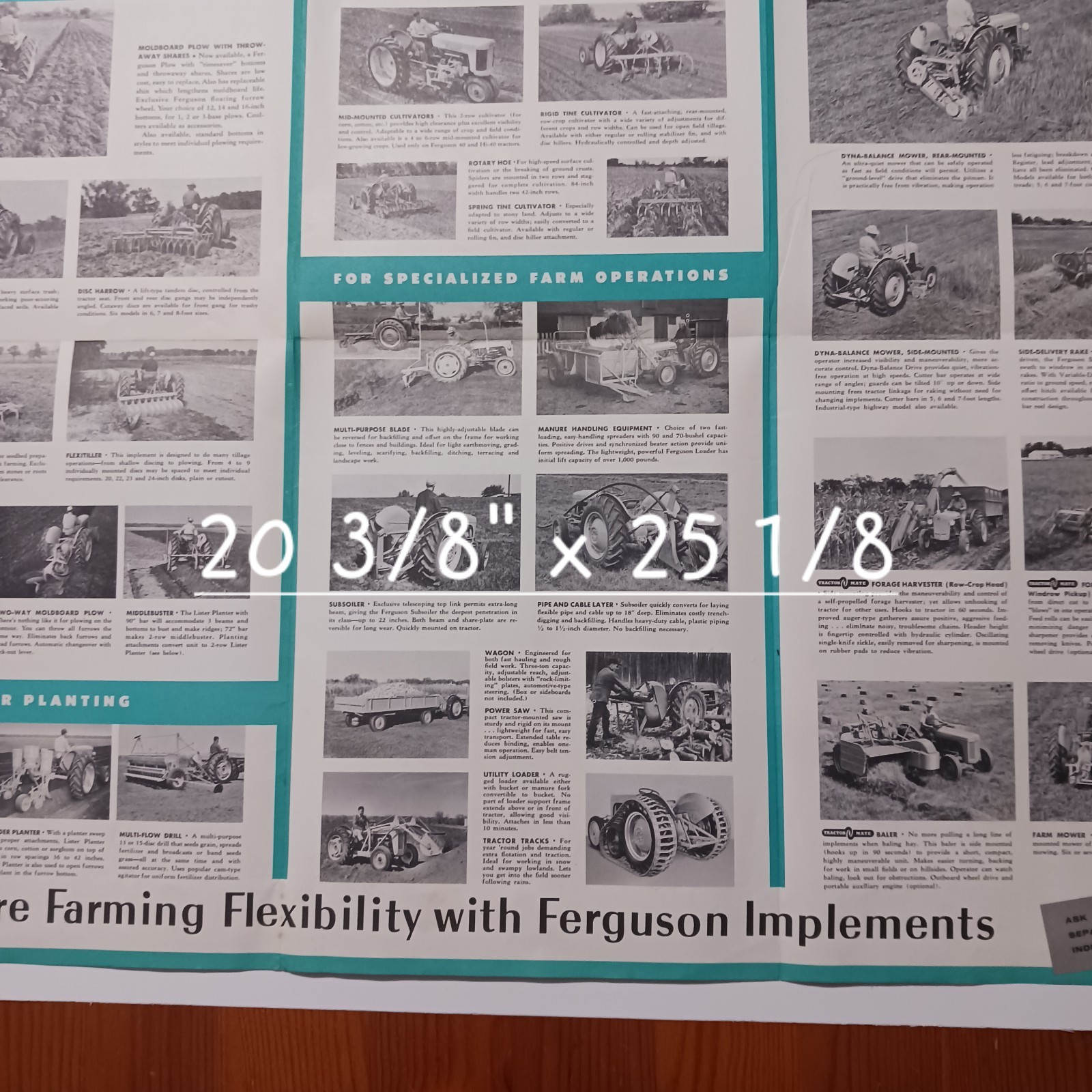Vintage Farm Advertising Ferguson Implements Tractor Fold Out Mailer