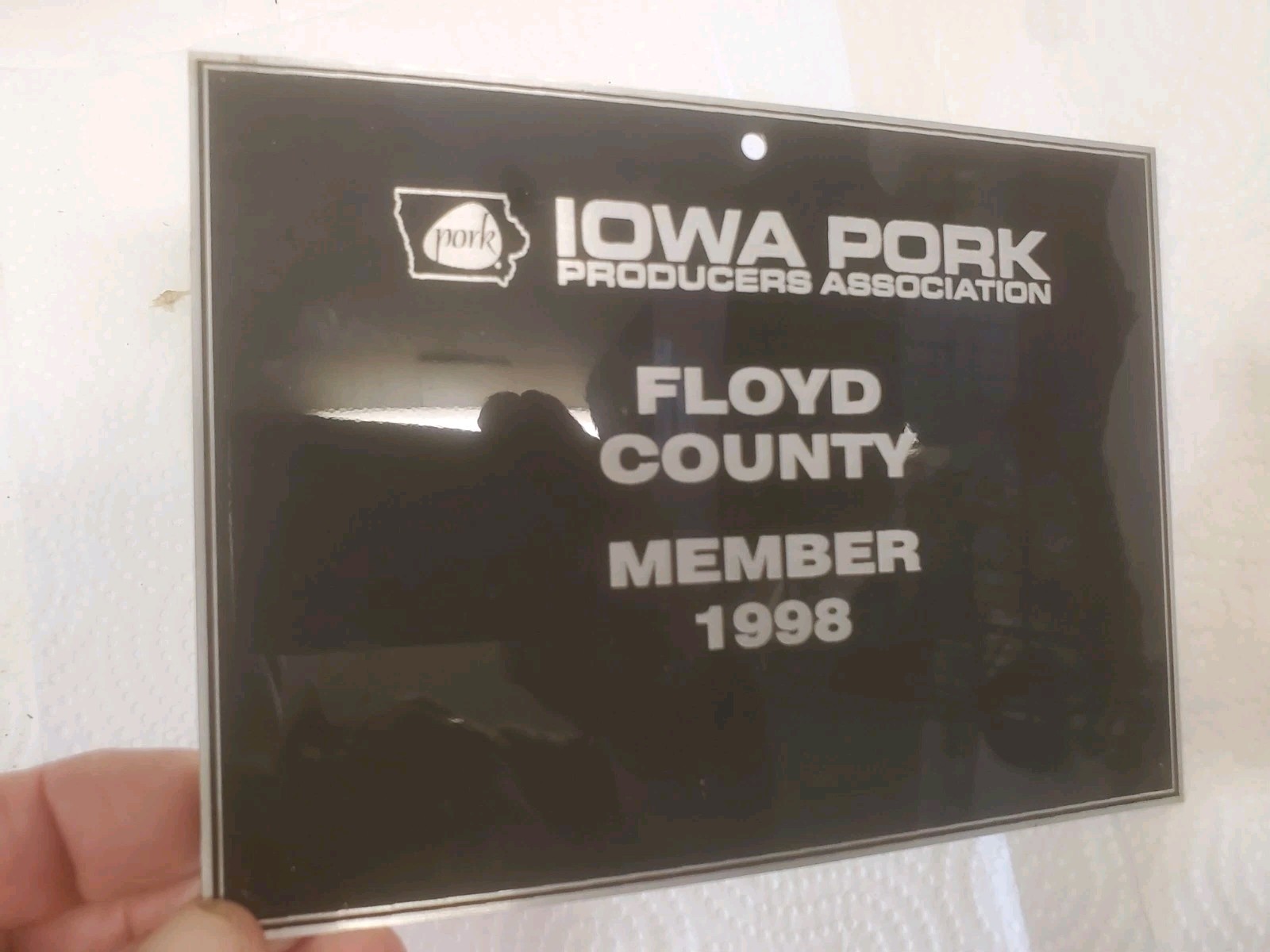 7-1/2&Prime; X 5-1/2&Prime; Metal Sign Iowa Pork Producers Association Floyd County 1998 Pig