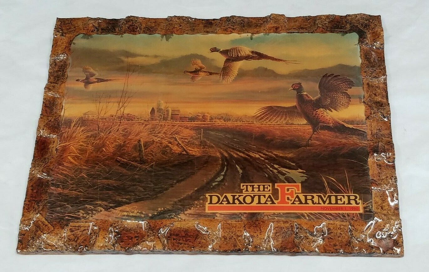 The Dakota Farmer ~Terry Redlin Pheasant Farm Scene Decoupage Paper Print ~1980