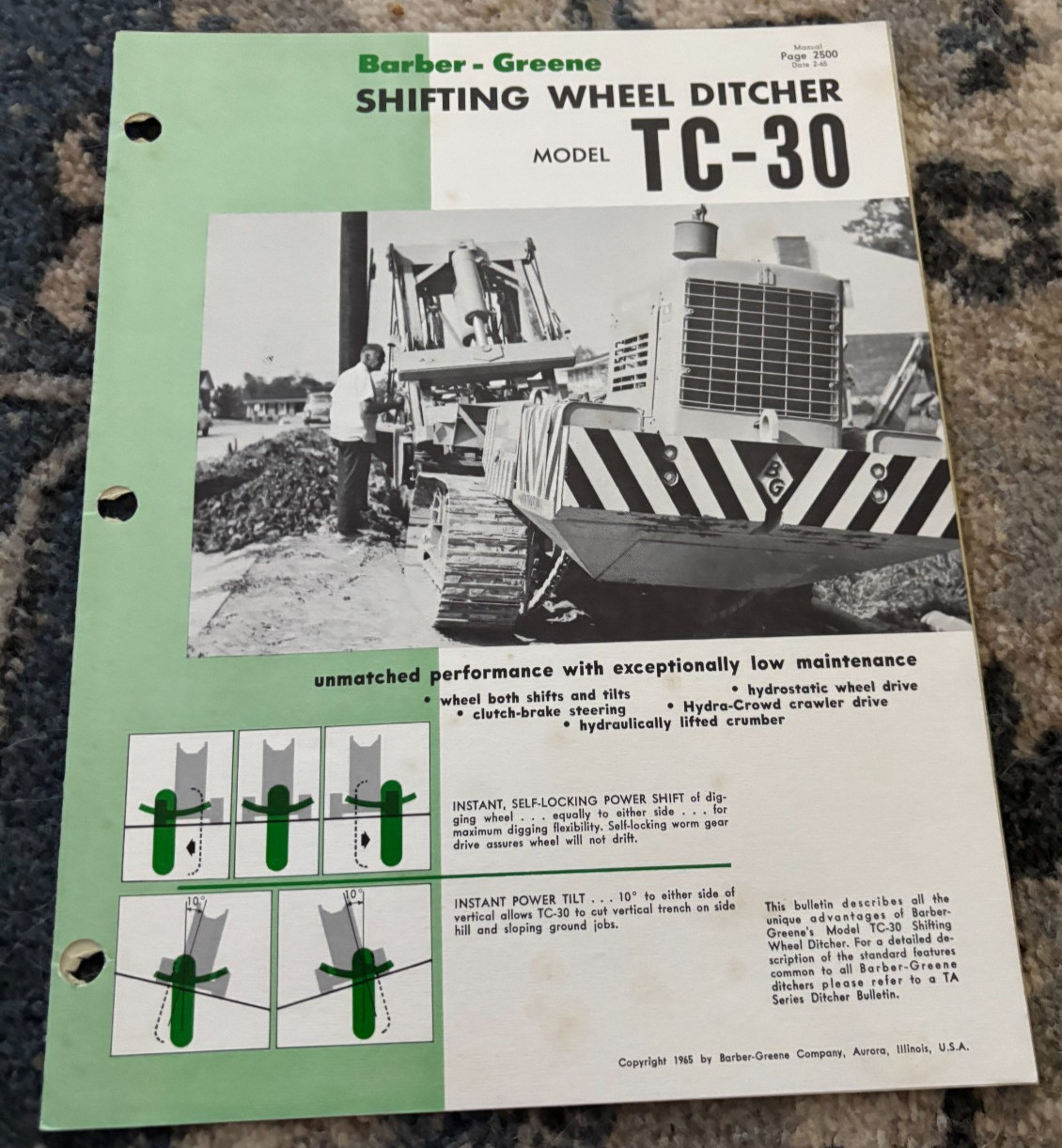 Barber Greene TC-30 Shifting Wheel Ditcher Brochure DCPA25