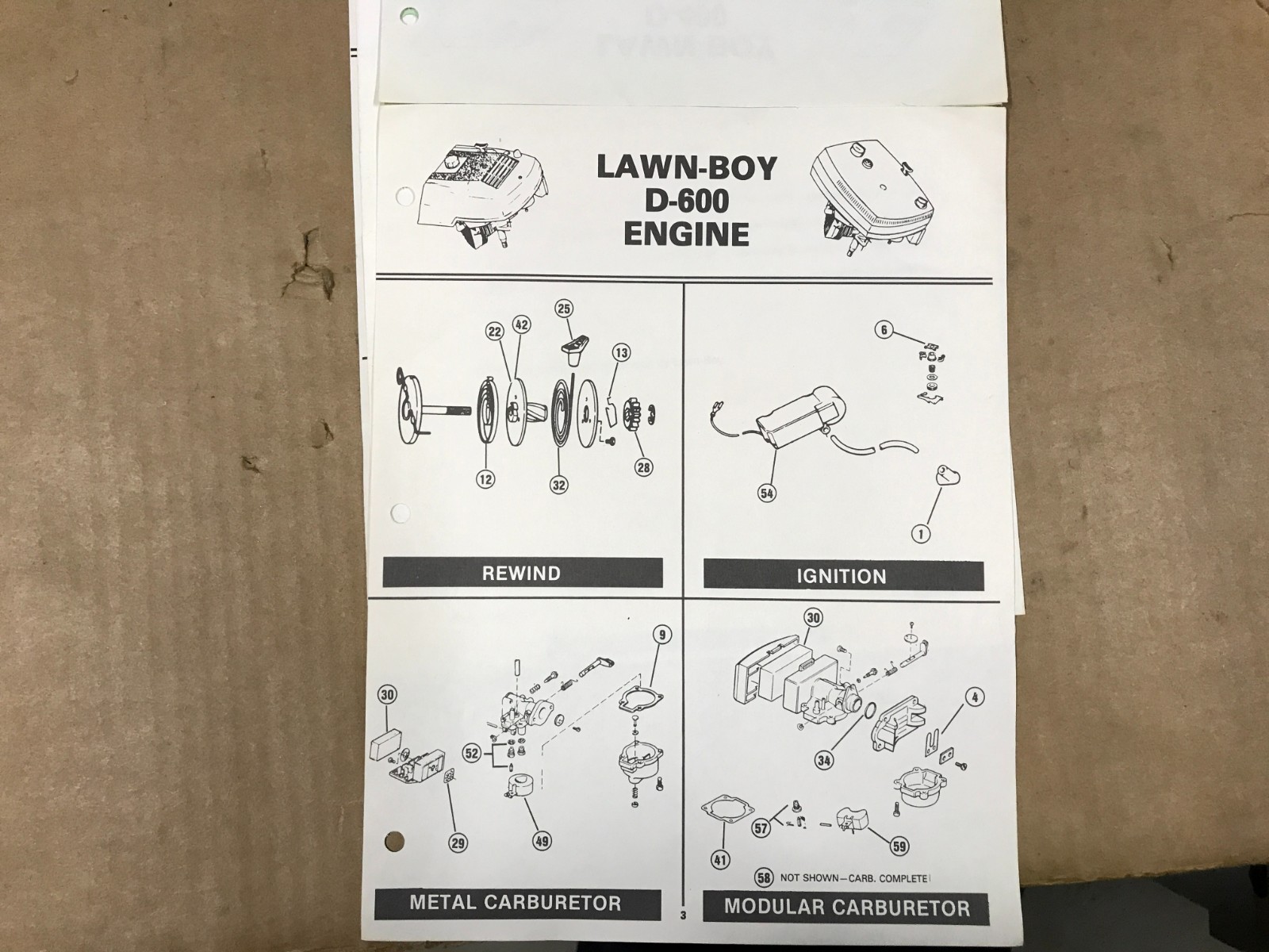Vintage 1985-1986 Lawn-Boy – « Top 60 » – Winter Parts Program