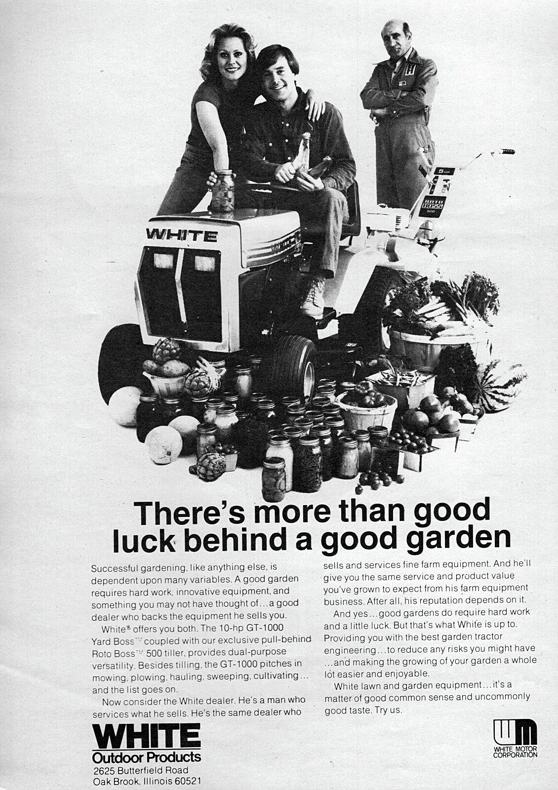 1975 White GT-1000 Garden Tractor « More Than Good Luck » Original Ad