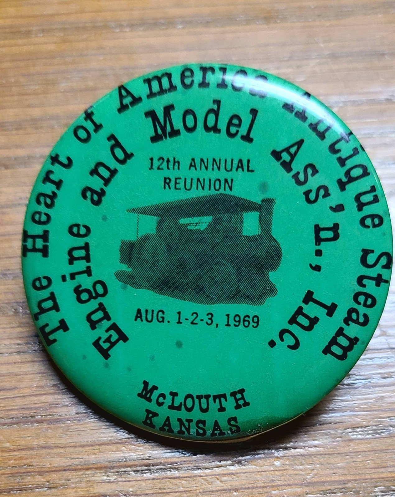 Vintage Heart of America Antique Steam Engine & Model… McLouth Kansas Buttons