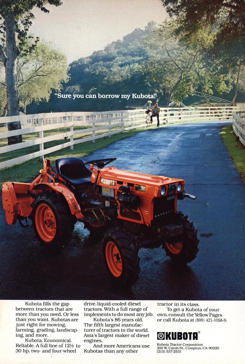 1977 Kubota Tractor: Sure You Can Borrow Vintage Print Ad