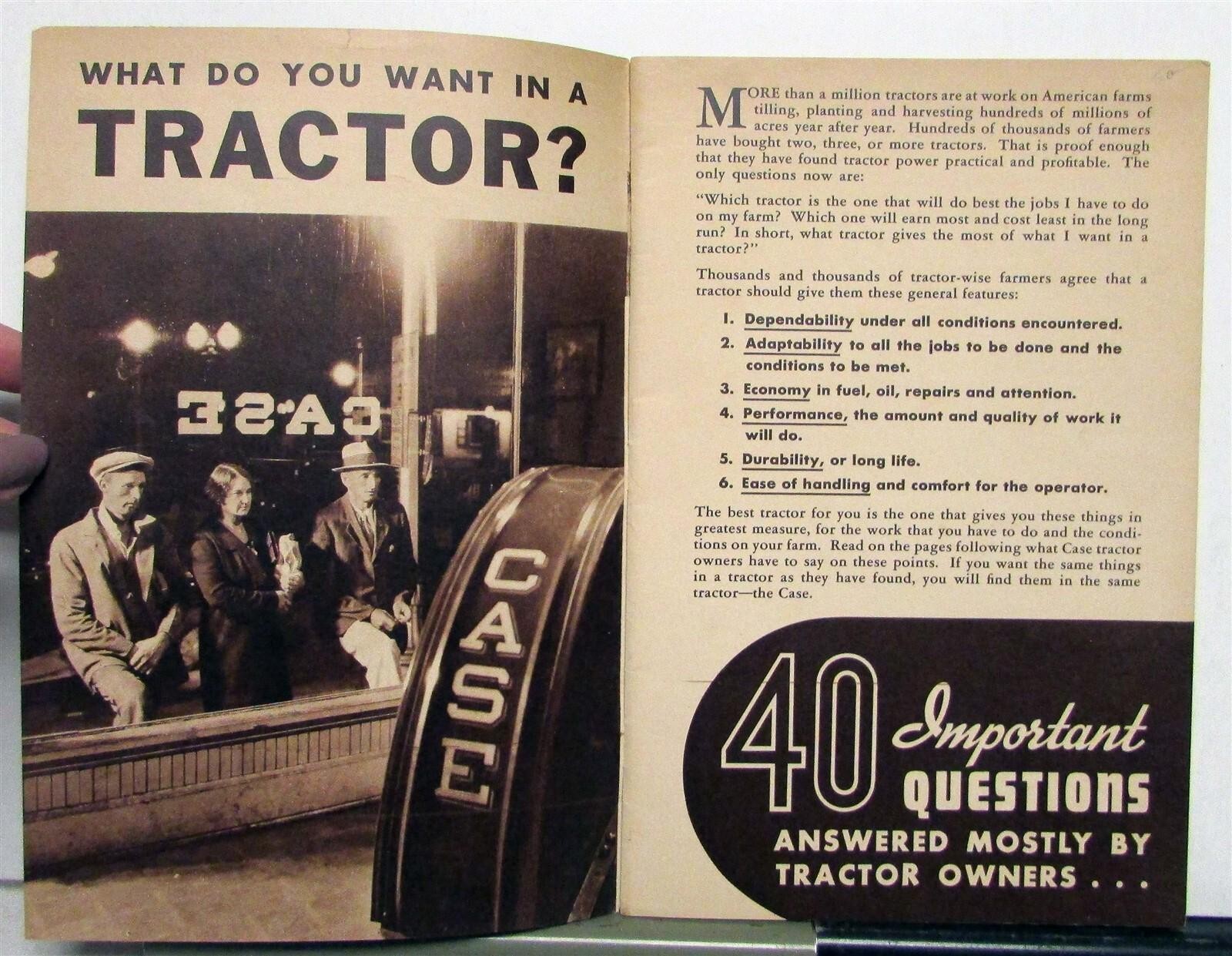 1936 Case Farm Power That Pays 40 Ways Farming Sales Booklet & Mailer