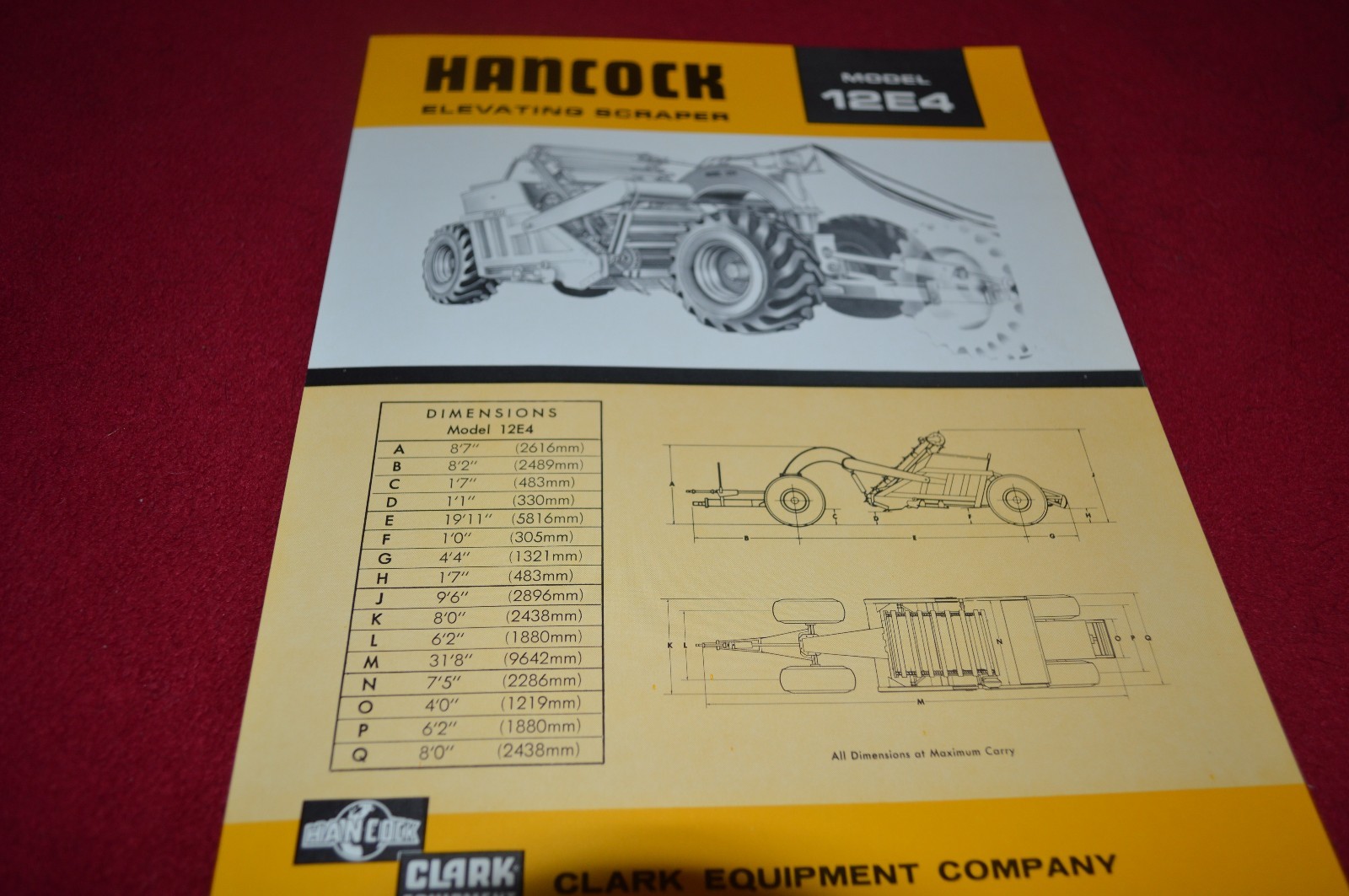 Hancock 12E4 Elevating Scraper Dealers Brochure YABE12