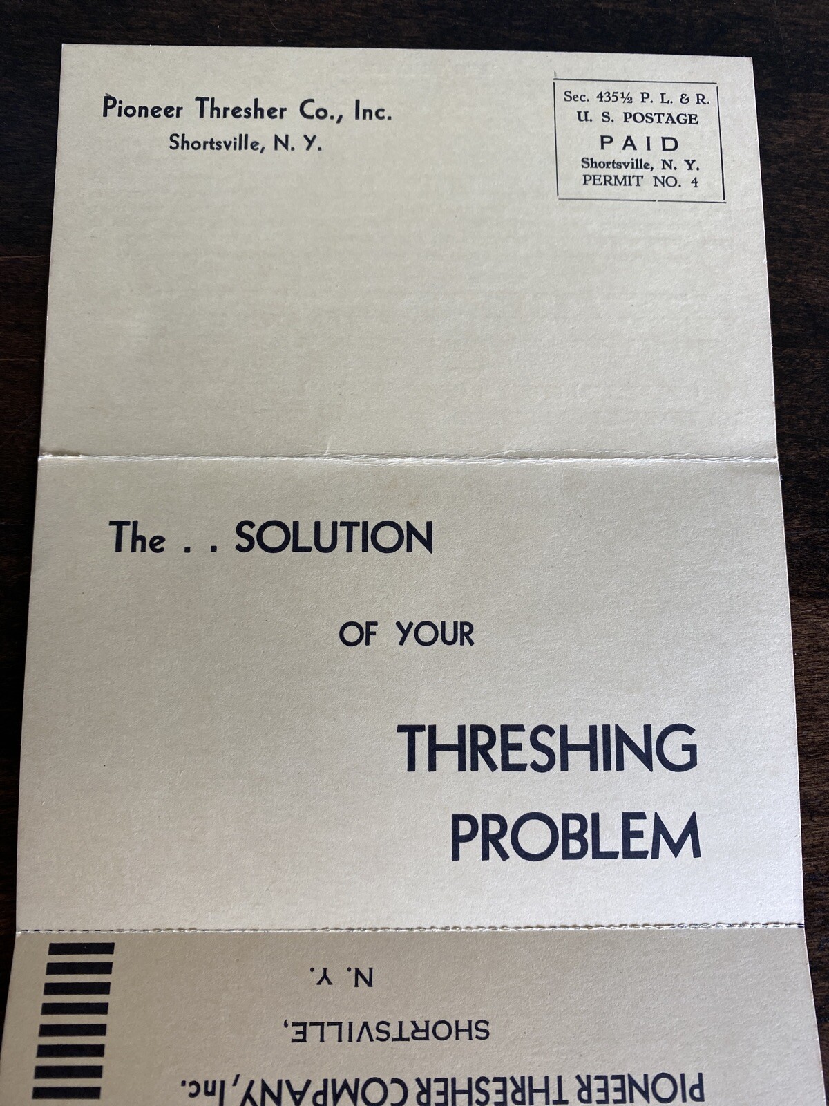 Vintage Advertisement Pioneer Grain Thresher 1930s Brochure Reply Card