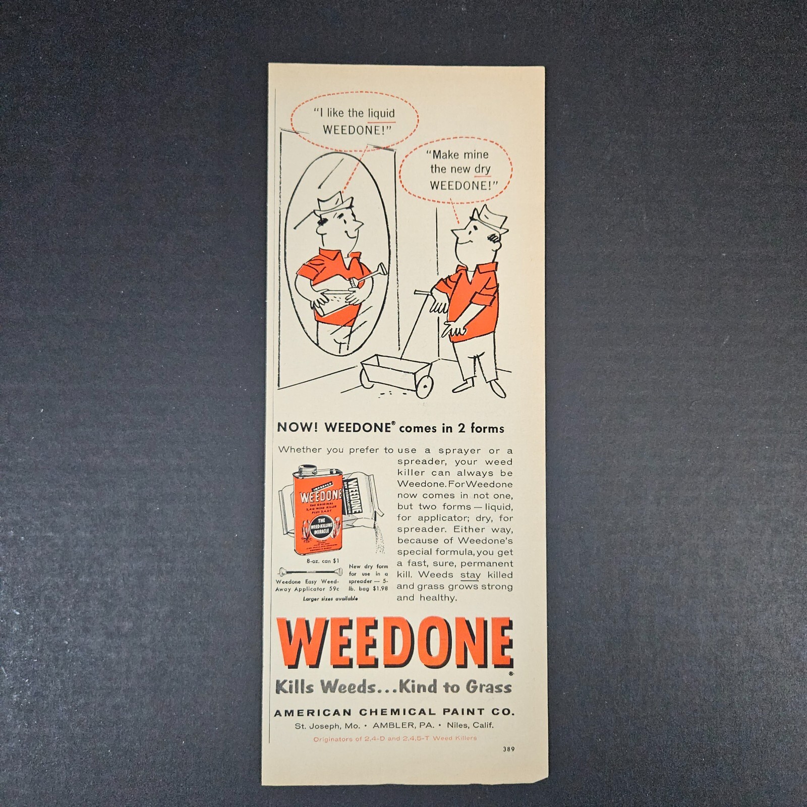 1957 American Chemical Paint Company Weedone Vintage Print Ad D&T Weed Killers