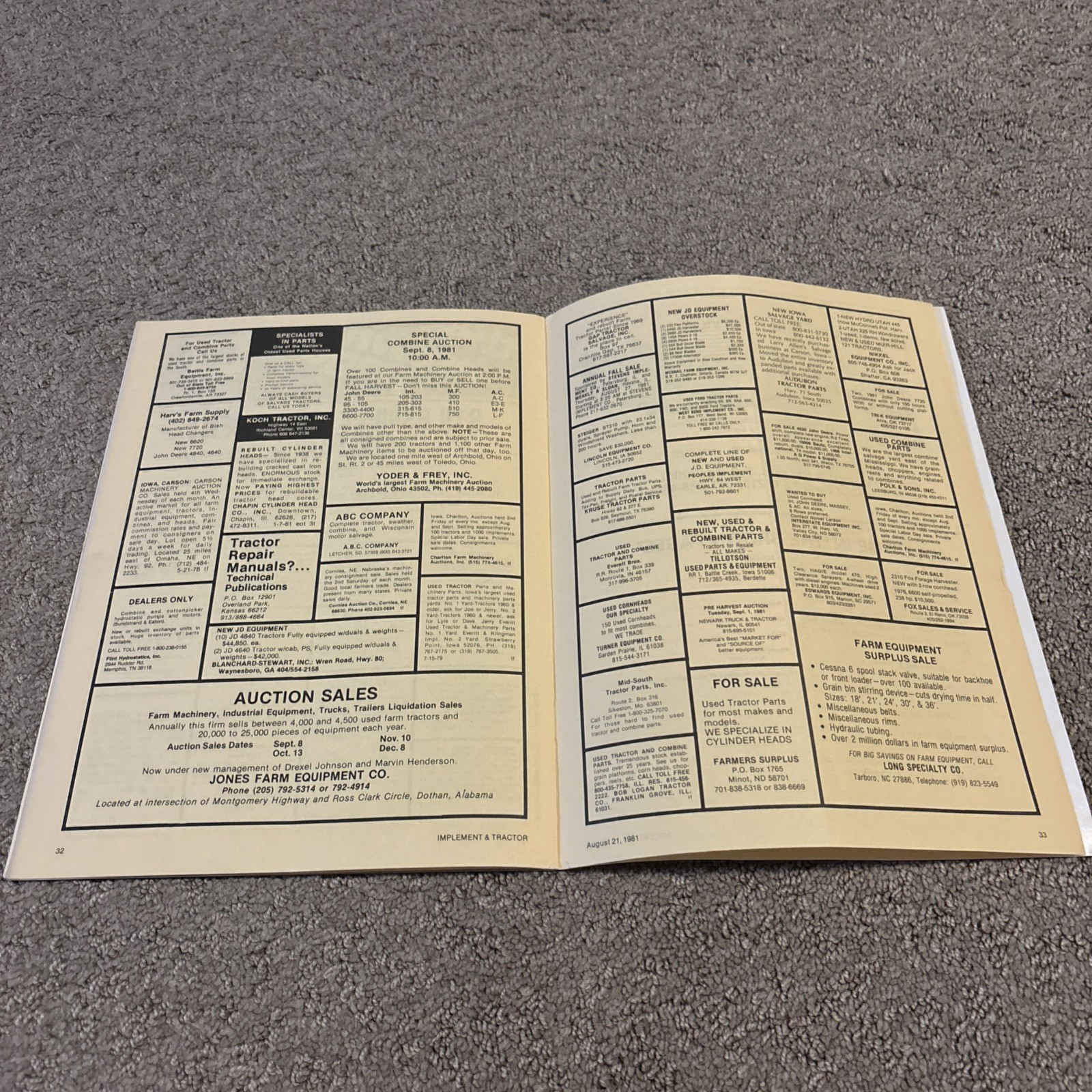 Implement & Tractor Magazine August 21, 1981 Farming Agriculture Vintage Ads J