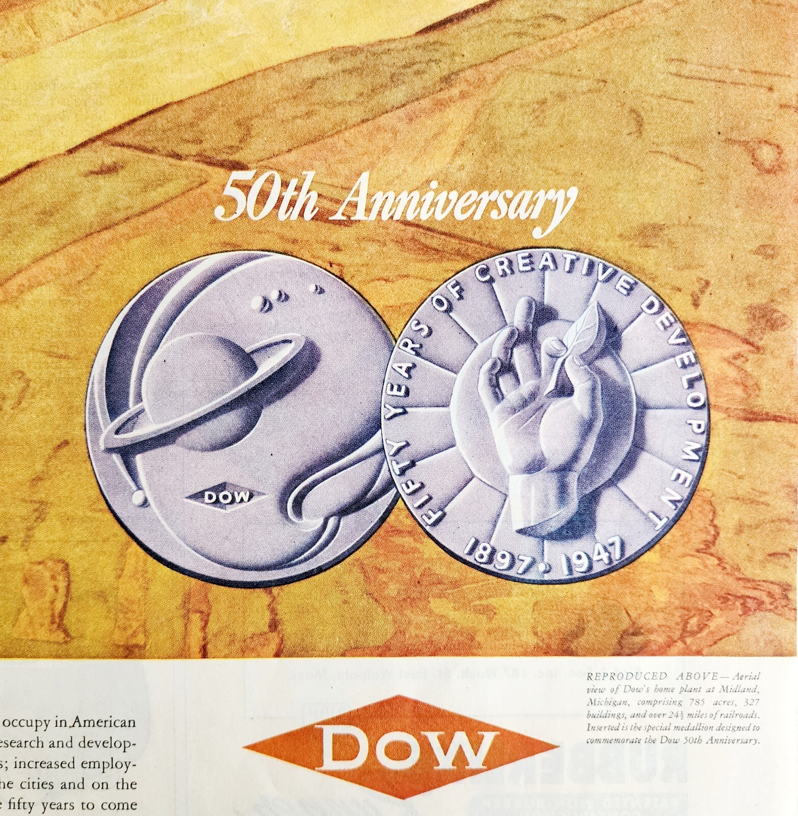 1947 DOW Industrial Chemical Advertisement 50th Anniversary Centerfold DWJJ20