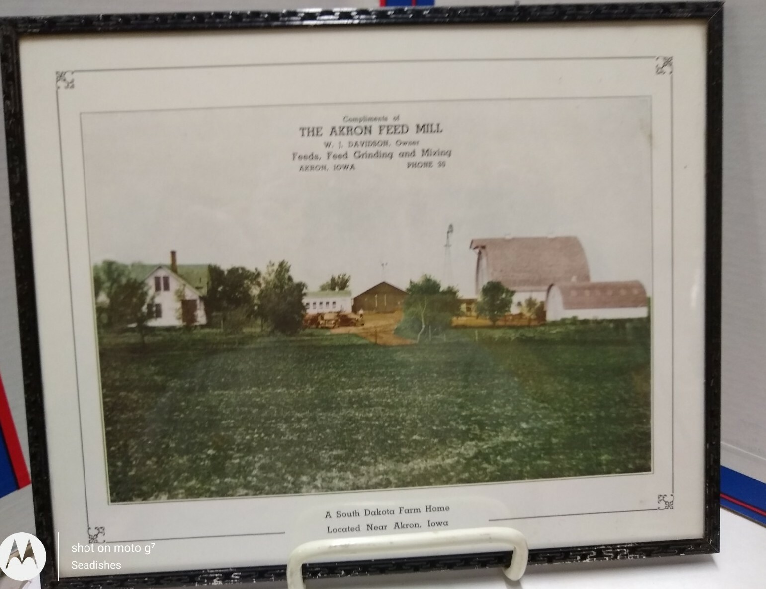 Vintage Akron Feed Mill Phone 30 Akron Ia Advertising Picture W.J.Davidson Owner