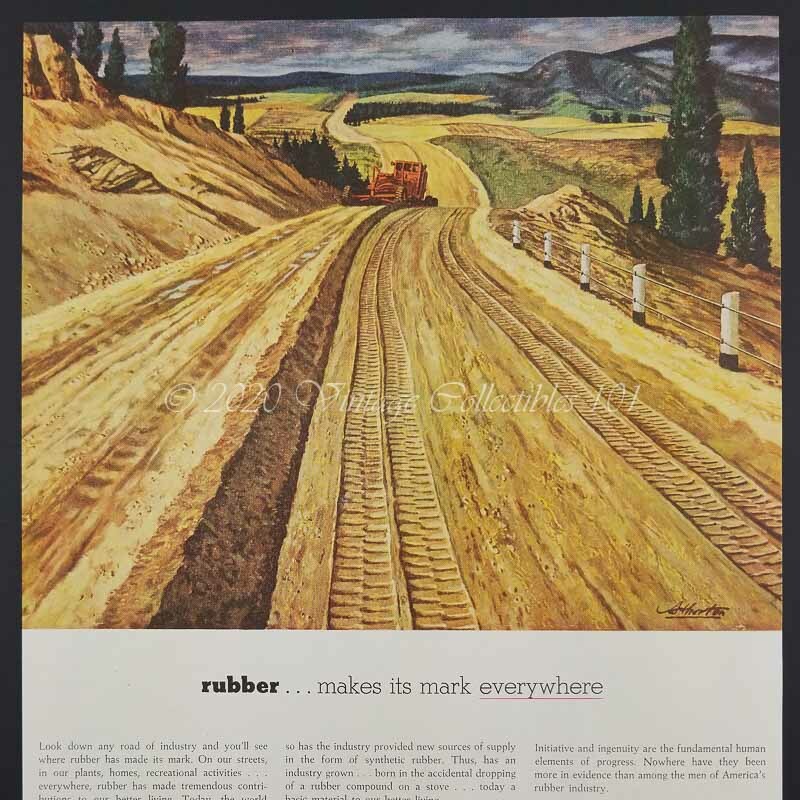 1952 Dow Chemical Rubber Farming Industry Tractor Tires photo art decor print ad