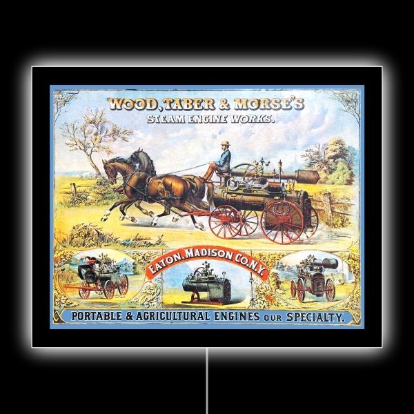 Wood, Taber & Morse Steam Engines Eaton, NY NEW LED Hanging Lighted Sign: 18×23&Prime;