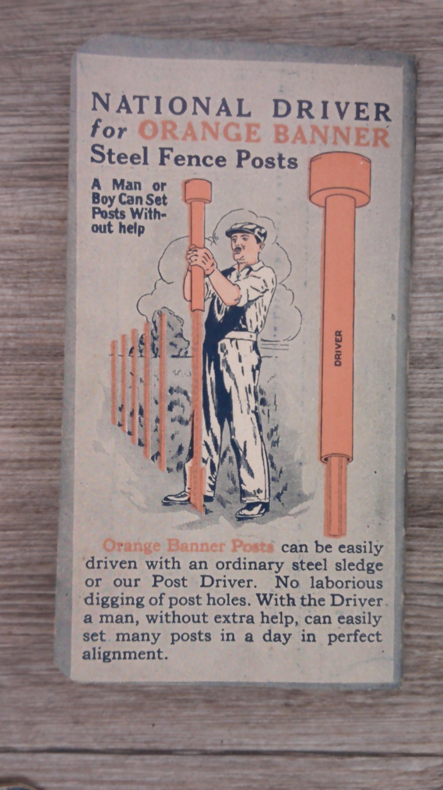 VTG 1932 Orange Banner Fence Post advertising note pad Weldon LBR. Co Weldon, IL