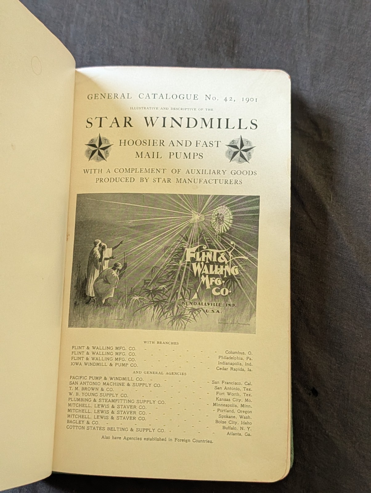 1901 Flint and walling Star windmill hardbound catalog. Windmills, Sawmill, ect.