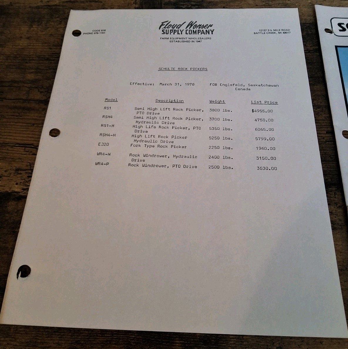 Schulte Rock Removal Equipment Brochure And Price List