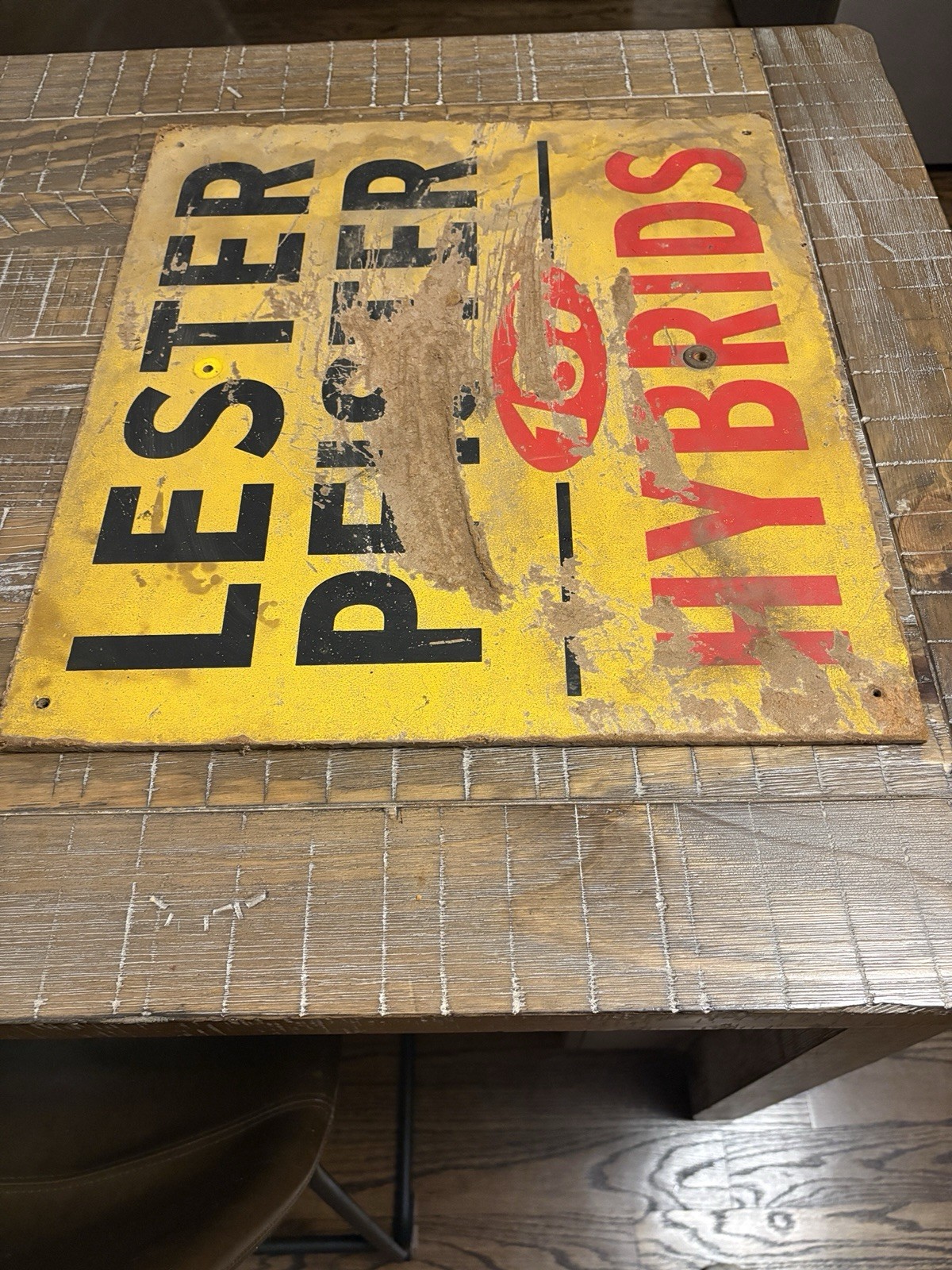 Vintage Lester Pfister 187 Hybrids Sign Seed/Farm Antique