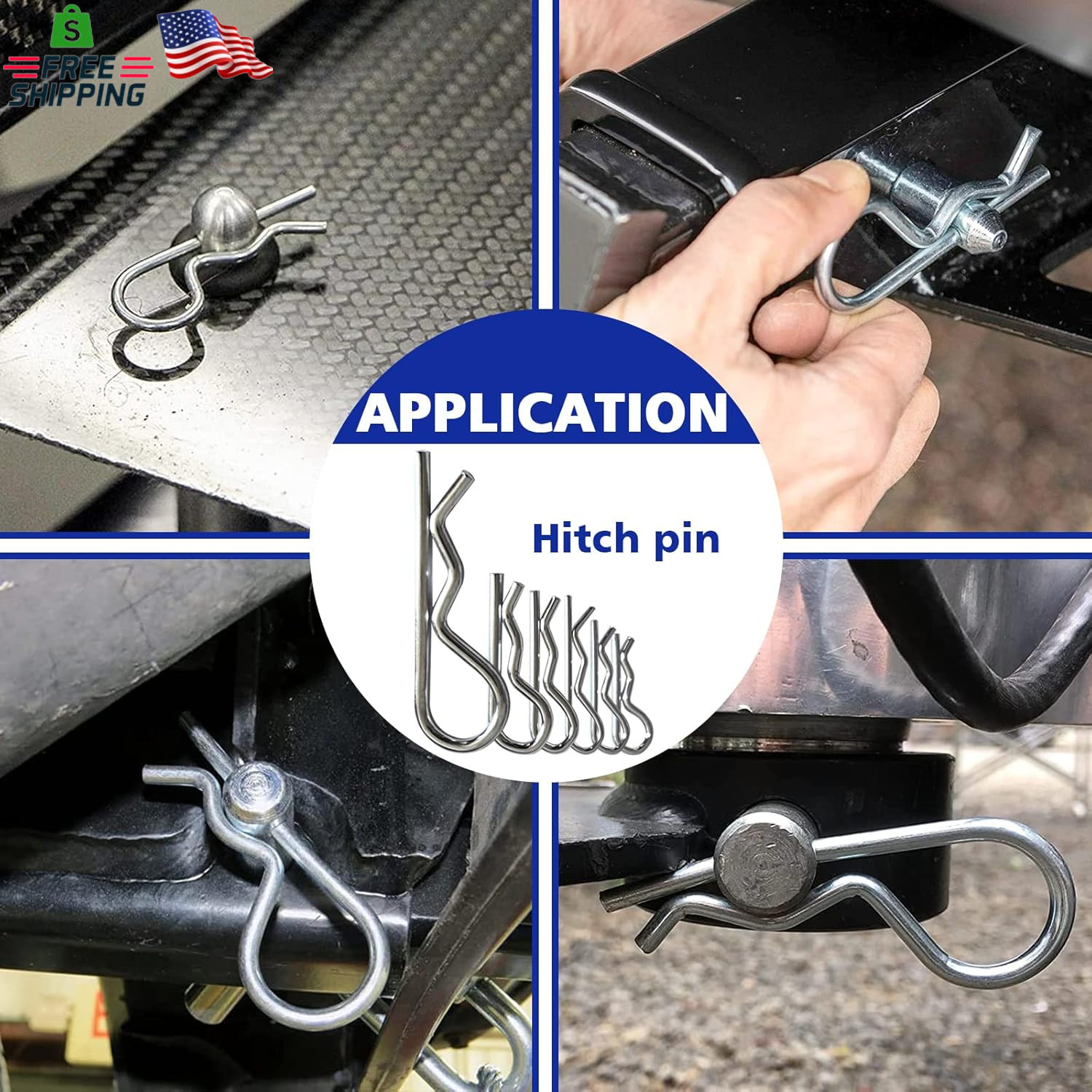 202PCS Hitch Pins Clip Pins, Linch and PTO Pins for Trailers Tractors Trucks Tow