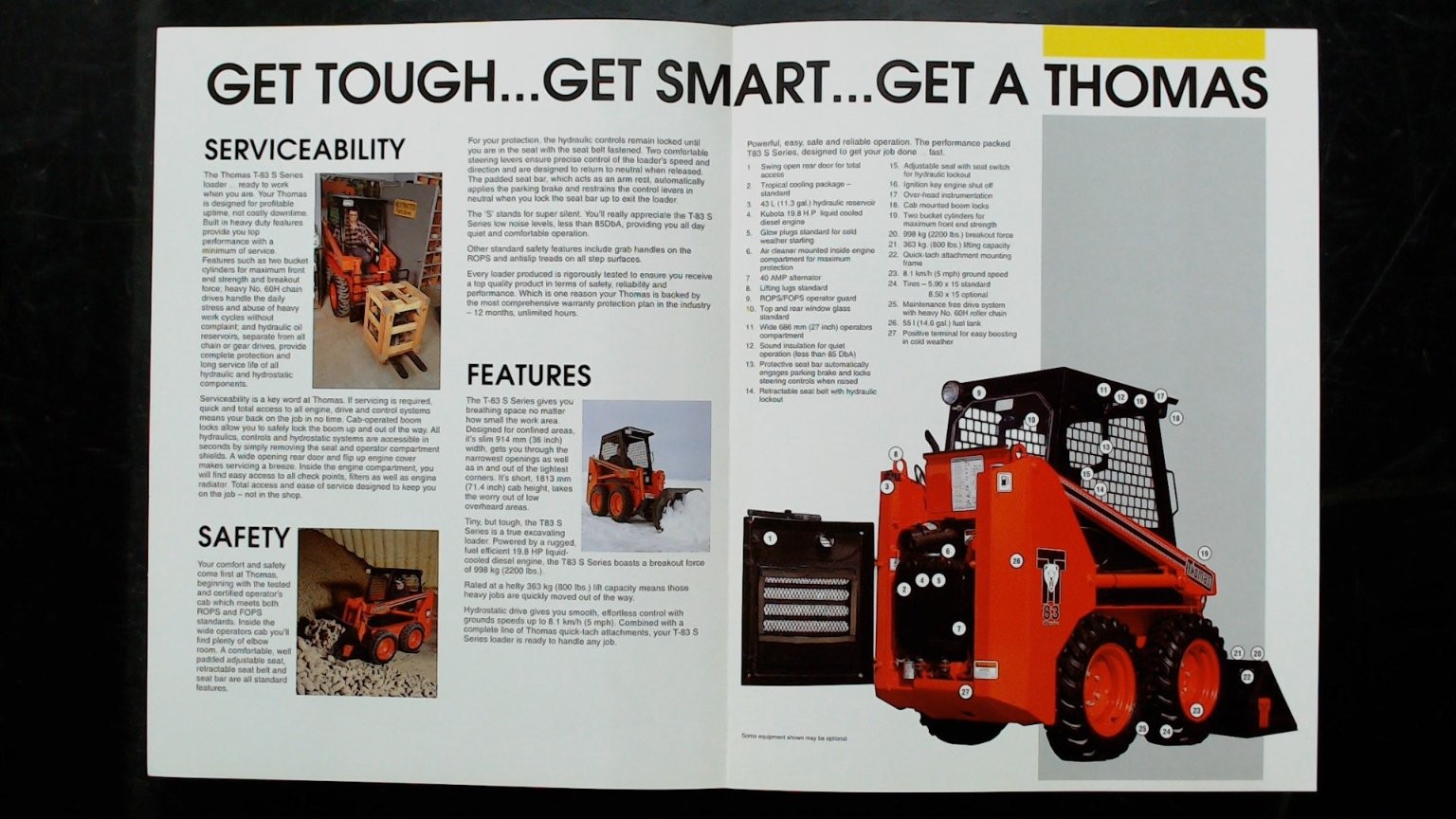 Thomas T-83 S Series Skid-Steer Loader Brochure 1984 Agriculture