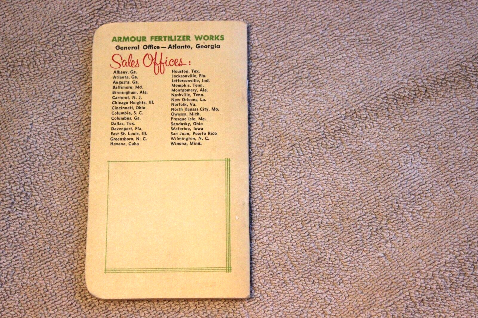 1959 Armour Fertilizers 3 1/8&Prime; x 5 7/8&Prime; advertising notebook