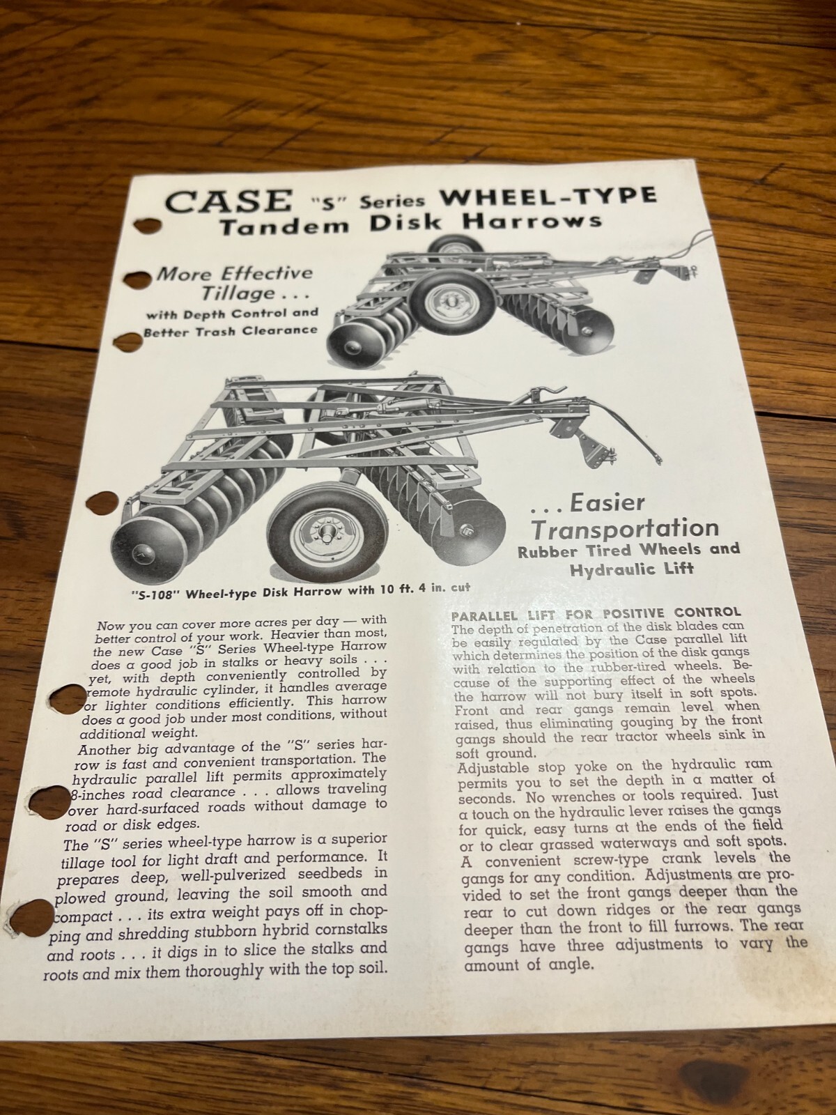 Case Tractor S Series Disk Harrow For 1953 Brochure FCCA