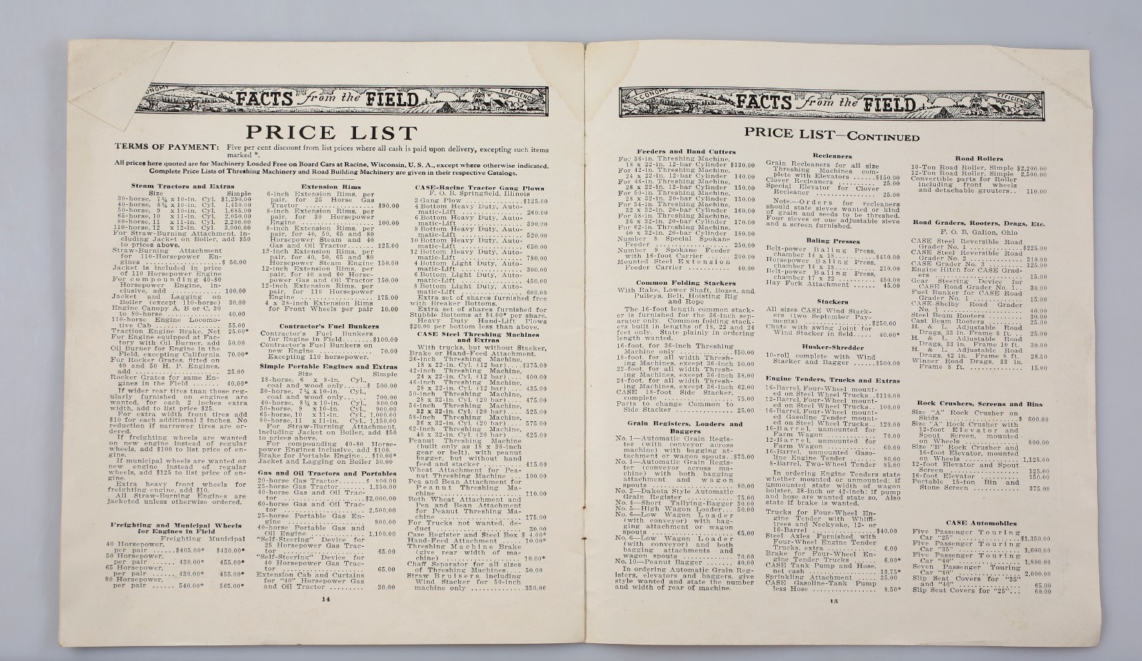 Vintage 1915 J.I. Case Facts From The Field Booklet Racine Wisconsin