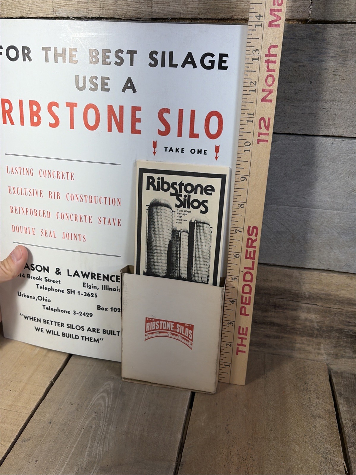Vintage Brochure Counter Display Sign Ribstone Farm Silo Ph 3-2429 Illinois Ohio