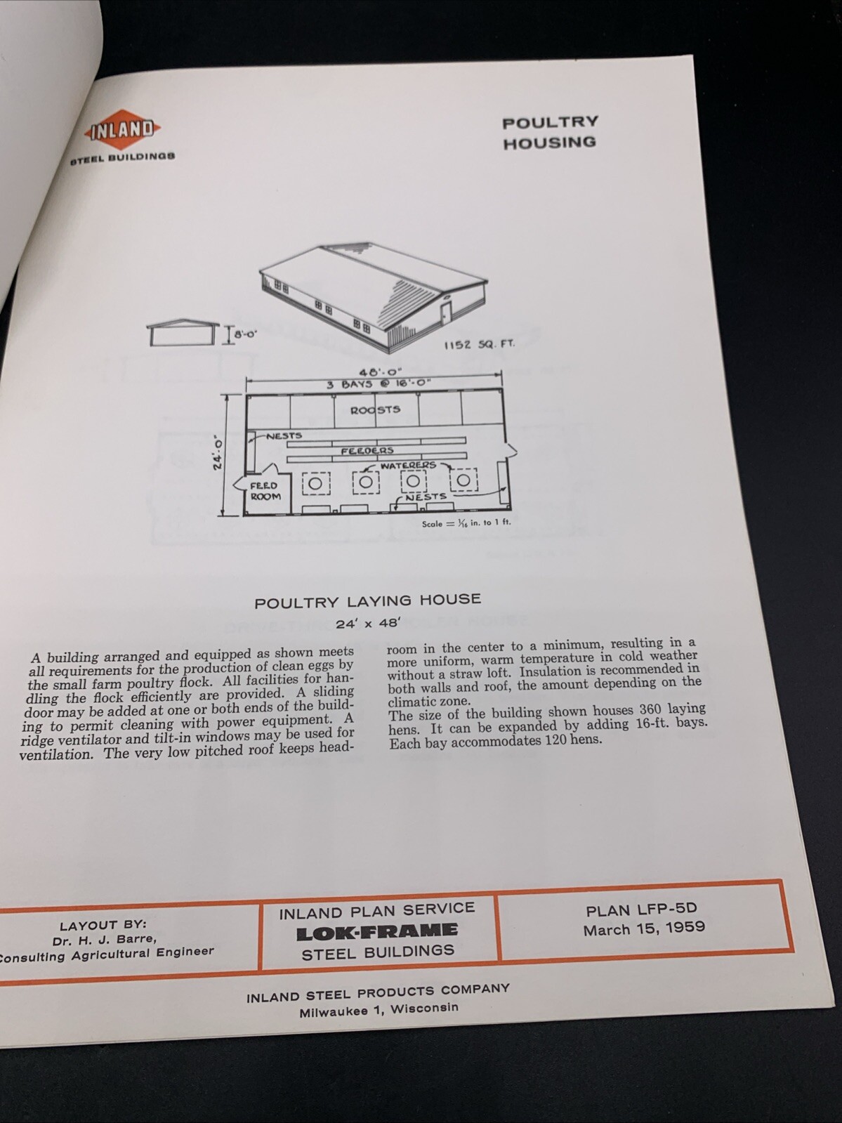 Rare 1959 Inland Steel Agricultural Buildings Plans & Specs-Hogs-Sheep-Poultry