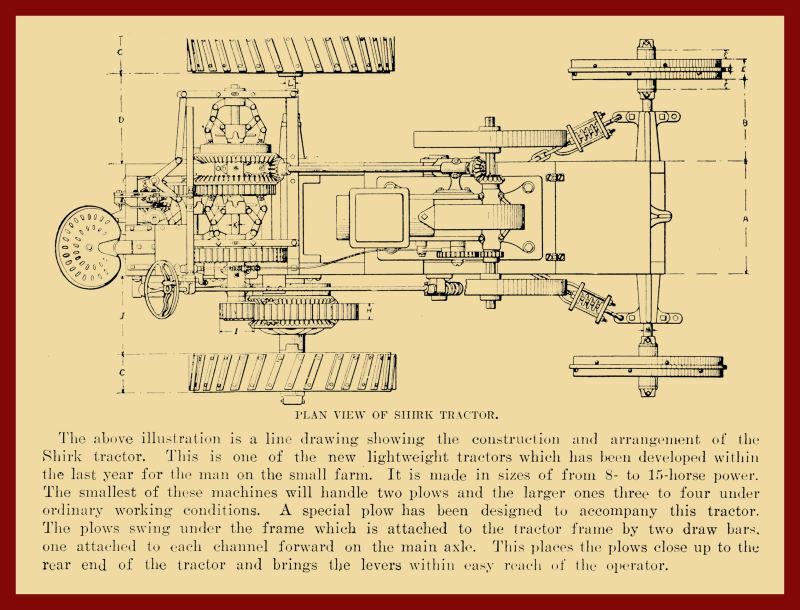 1912 Shirk Tractors NEW Metal Sign: Cutaway Aerial View – Otto Engine Powered