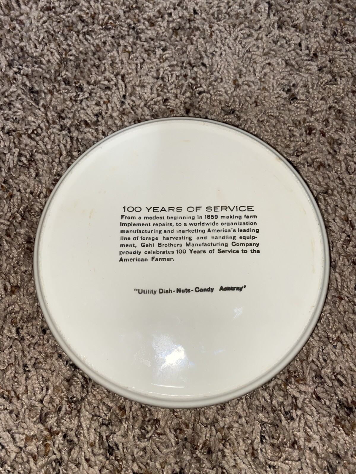 Vintage 100 Years Of Service Farming Candy Tray Dish Restaurant Serving Ashtray