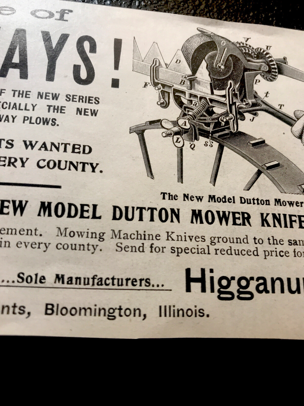 ORIGINAL 1897 Cutaway Harrow Farm Implement Advertising – Higganum – Connecticut