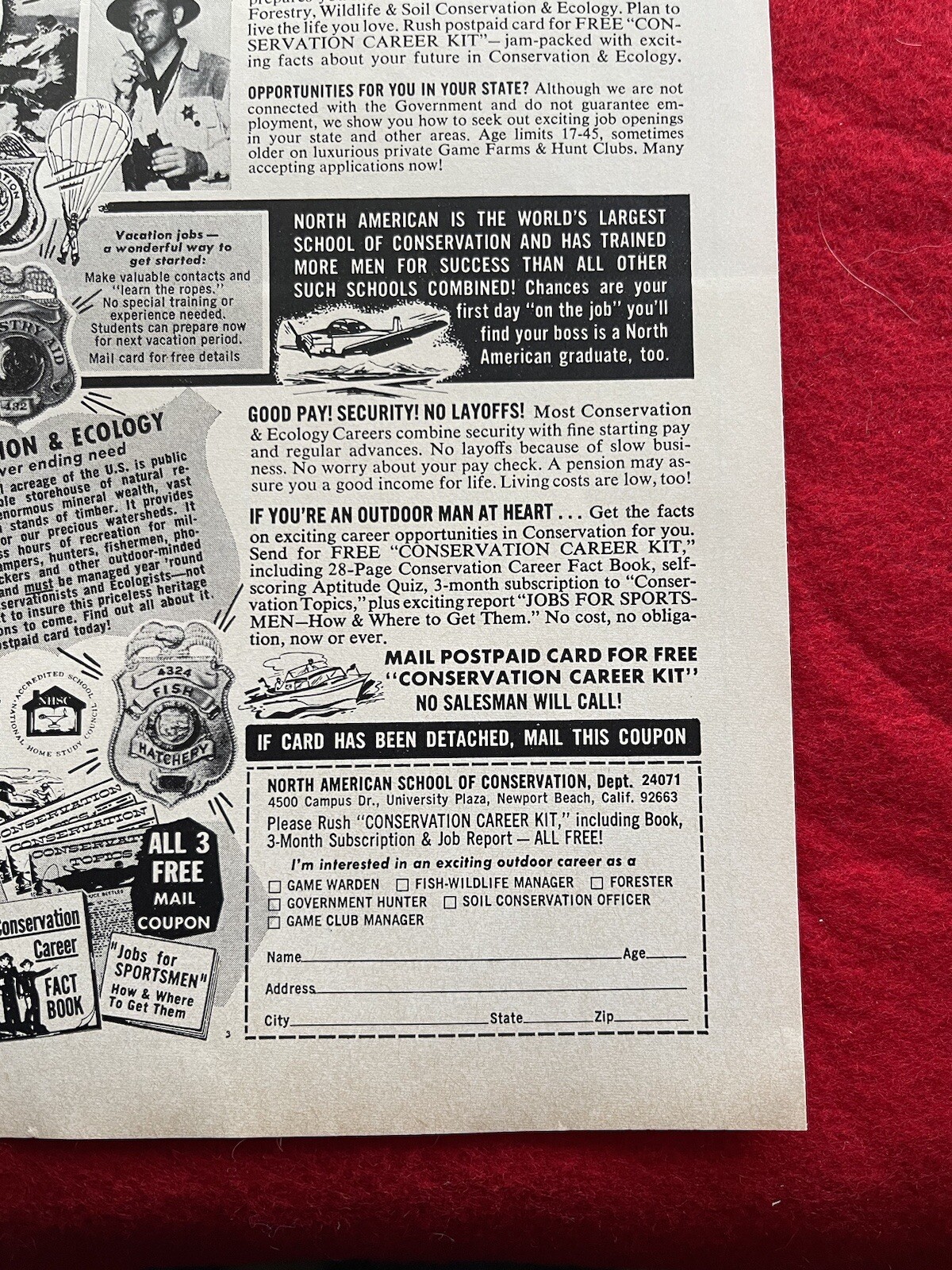 Vintage 1972 Print Ad North American School Of Conservation